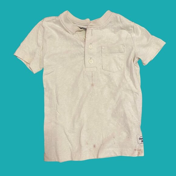 OshKosh B’gosh Toddler Boys Beige Henley Short Sleeve Tee (Size 2T) - Picture 2 of 7